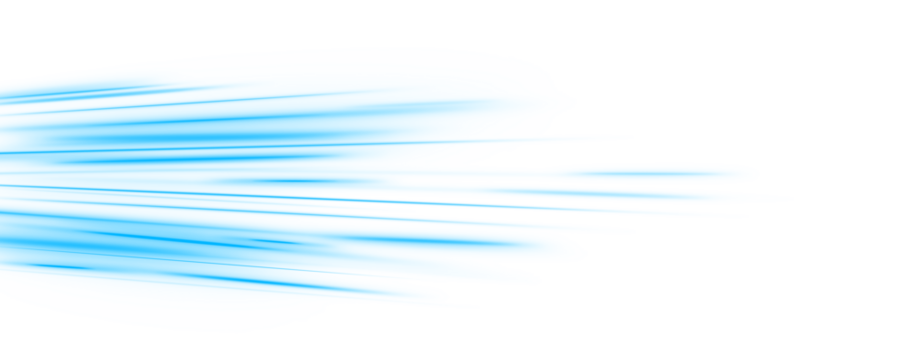 Speed Lines Light Effect – Motion Streaks in Blue on White and Blue Backgrounds, Abstract Glowing Trails for Banner Design, Modern Tech Style, and Dynamic Vector Elements PNG