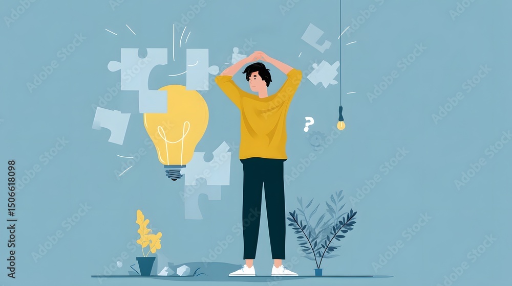 Poster individual using skill and creativity to solve a problem