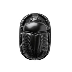 Black scarab beetle carving, isolated on transparent background