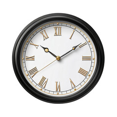 Classic elegance Roman numeral clock marks a timeless moment of quiet on transparent background