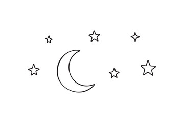 Night sky with stars continuous one line drawing minimalism design