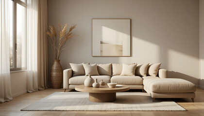 Cozy Neutral Living Room with Sofa and Decor