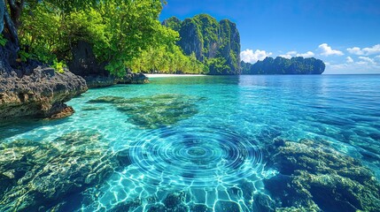 tropical island in the ocean Lush tropical scenery with clear waters