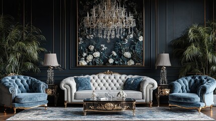 modern living room with sofa Luxe Living Room Design for Mockups