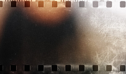 Vintage distressed old photo light leaks, film grain, dust and scratches texture overlay with vignette border. Dirty grunge analog 8k widescreen retro effect background