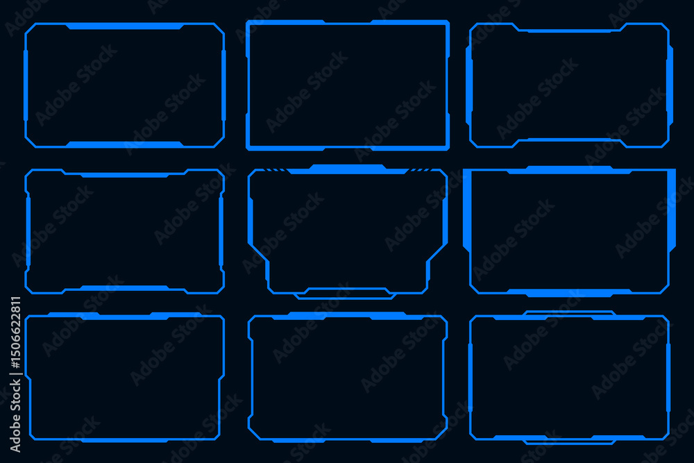 Poster hi tech frame cyberpunk style design element. technology hud sci-fi design