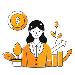 investing business illustration of a woman