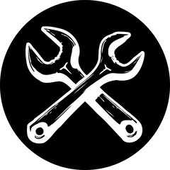 Wrench Illustration in Black and White for Technical Maintenance Concepts