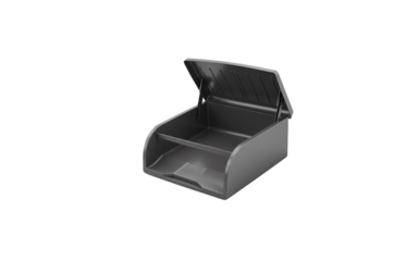 Open Paper tray with visible interior isolated on white background PNG, realistic shadows
