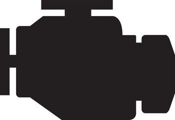 Obraz premium engine icon silhouette – black automotive motor symbol for diagnostics, repair, and vehicle interface