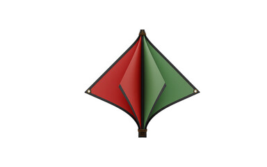 Open Decorative Flag with visible interior isolated on white background PNG, realistic shadows
