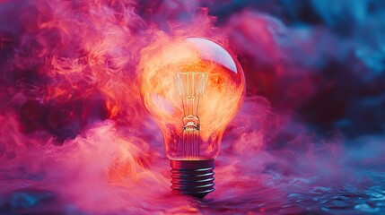 A bright idea shines forth illuminating innovation amidst swirling creative energy with vibrant color gradients and