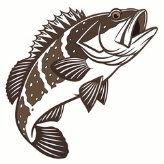 Fototapeta premium Black and white fish vector illustration for a sea animal or fishing design