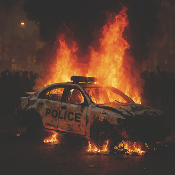 burning cop car