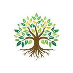 Fototapeta premium Abstract Tree Roots Logo for Eco Branding