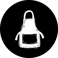 Iconic Kitchen Apron Sketch on Black Background: Symbol of Culinary Arts