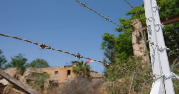 Barbed wire in the green line of Nicosia, the capital of Cyprus. The conflict that divides the island in two.
