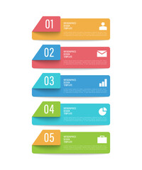 Vertical infographic template. Five steps or processes with business icons.