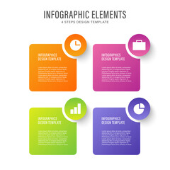Four square elements for business and marketing infographics. Four steps or processes. Step-by-step instructions.