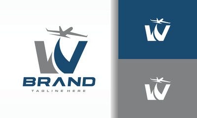 W Letter Airplane Logo