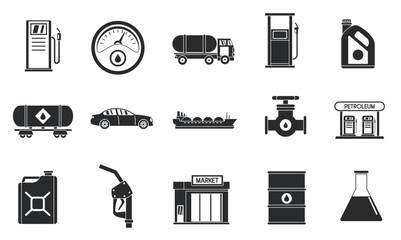 Gas station icons set vector. editable	