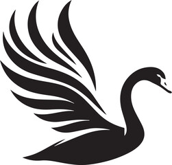 Fototapeta premium Minimalist Black Swan Silhouette Vector Art – Elegant Curves & Stylized Feathers