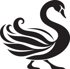 Minimalist Black Swan Silhouette Vector Art – Elegant Curves & Stylized Feathers