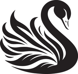 Minimalist Black Swan Silhouette Vector Art – Elegant Curves & Stylized Feathers