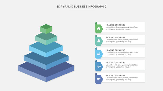 Hierarchy Triangle Pyramid Infographic Design Template with 5 Steps
