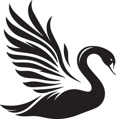 Minimalist Black Swan Silhouette Vector Art – Elegant Curves & Stylized Feathers