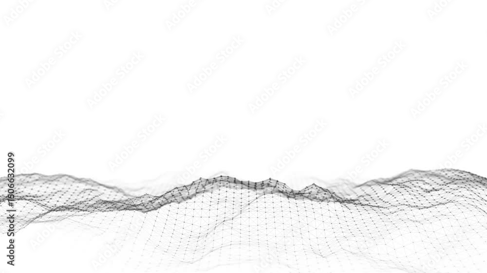 Poster dynamic digital wave on white background. futuristic technology background. impressive wave flow mot