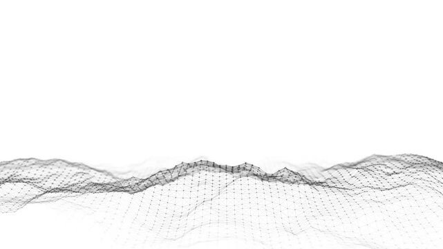 Dynamic digital wave on white background. Futuristic technology background. Impressive wave flow motion design. Big data visualization. 3d rendering.