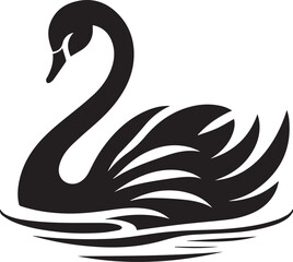 Minimalist Black Swan Silhouette Vector Art – Elegant Curves & Stylized Feathers