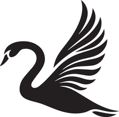 Obraz premium Minimalist Black Swan Silhouette Vector Art – Elegant Curves & Stylized Feathers