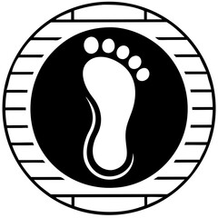 Barefoot footprint icon on tatami mat in circular design  