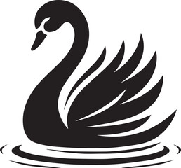 Obraz premium Minimalist Black Swan Silhouette Vector Art – Elegant Curves & Stylized Feathers