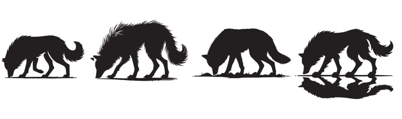 Sniffing Wolf Silhouettes