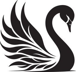 Minimalist Black Swan Silhouette Vector Art – Elegant Curves & Stylized Feathers