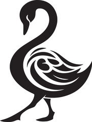 Minimalist Black Swan Silhouette Vector Art – Elegant Curves & Stylized Feathers