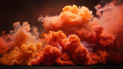 Vibrant orange smoke plumes against a dark background, excellent for abstract art or design elements, adding a dramatic and energetic style.