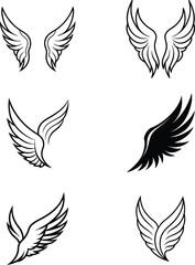 Fototapeta premium wings set vector silhouette 