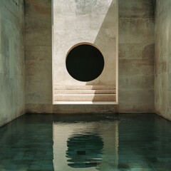 Abstract concrete pool with circular void