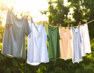 Drying clothes on a line 