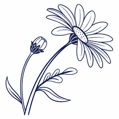 Black and white floral design with vintage flower and leaf pattern illustration