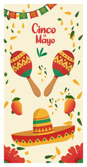 Festive Cinco de Mayo Vertical Vector Banners with Mexican Icons-02