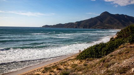Sardinian sea Buggerru coast, San Nicolo' beach, Portixeddu  village, Italy