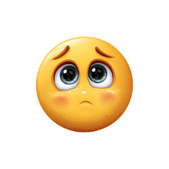 Sad Emoji Face with Big Eyes on Transparent Background