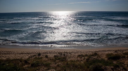 Sardinian sea Buggerru coast, San Nicolo' beach, Portixeddu  village, Italy