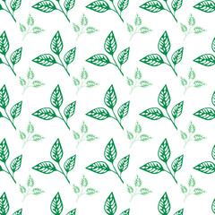 Seamless pattern with vector leaves. Floral illustration. Can be used for making wallpaper, fabrics and other types of products
