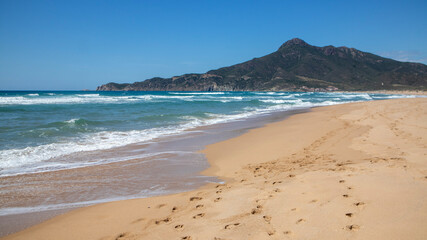 Sardinian sea Buggerru coast, San Nicolo' beach, Portixeddu  village, Italy
